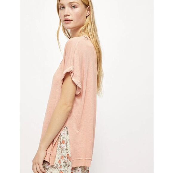 We The Free People S Small Under the Sun Tee Shirt Linen Blend Slouchy Oversized - Picture 2 of 16